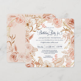 40. Geburtstag Party Blush Pink Aquarell Flora Einladung