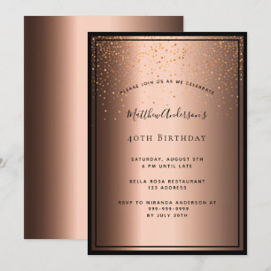 40. Geburtstag Party Bronze braunen Konfetti Einladung