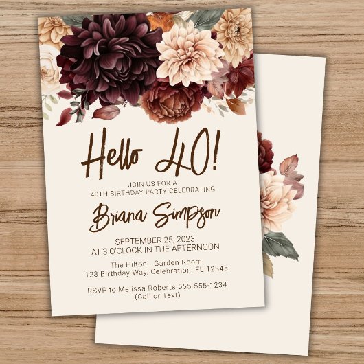 40. Geburtstag Party Brown Beige Elfenbeinküste Bl Einladung