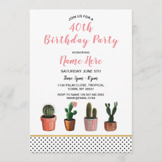 40. Geburtstag Party Cactus Invite 18. 21. 30. Einladung