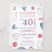 40. Geburtstag Party, Cheers und Biere Einladung (Vorderseite)