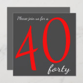 40. Geburtstag Party | DIY Text Einladung (Vorne/Hinten)