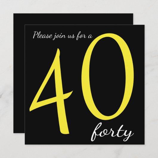 40. Geburtstag Party | DIY Text Einladung (Vorne/Hinten)