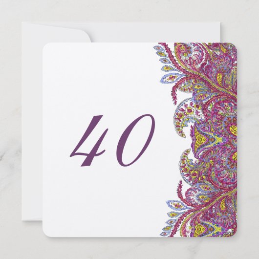 40. Geburtstag Party Einladung (Rückseite)