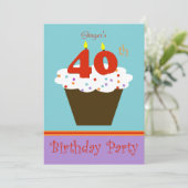 40. Geburtstag Party Einladung 40 Kerzen (Stehend Vorderseite)