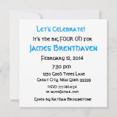 40. Geburtstag Party Einladung Blaue Kerzen (Rückseite)