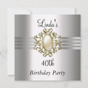 40. Geburtstag Party Einladung Chrome und Jewel
