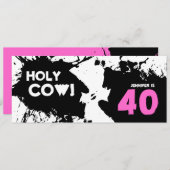 40. Geburtstag Party Einladung - Heilige Kuh! (Vorne/Hinten)