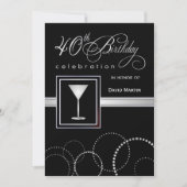 40. Geburtstag - Party Einladung mit Monogramm (Vorderseite)