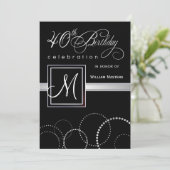 40. Geburtstag - Party Einladung mit Monogramm (Stehend Vorderseite)