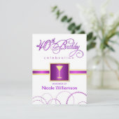 40. Geburtstag - Party Einladung mit Monogramm (Stehend Vorderseite)