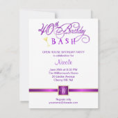 40. Geburtstag - Party Einladung mit Monogramm (Rückseite)