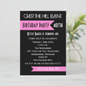 40. Geburtstag Party Einladung Rosa über dem Hügel (Stehend Vorderseite)