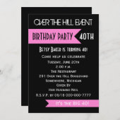 40. Geburtstag Party Einladung Rosa über dem Hügel (Vorne/Hinten)
