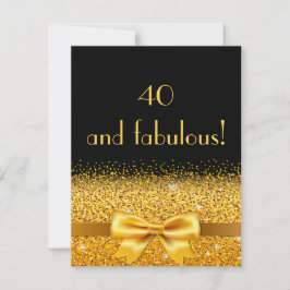 40. Geburtstag Party Einladung schwarz mit Goldbog
