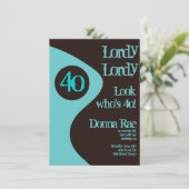 40. Geburtstag Party Einladungen Aquamarin braun (Stehend Vorderseite)