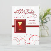 40. Geburtstag Party Einladungen - Custom Maroon (Stehend Vorderseite)