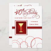 40. Geburtstag Party Einladungen - Custom Maroon (Vorne/Hinten)
