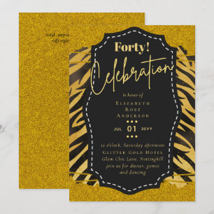 40. Geburtstag Party Einladungen Glitzer Glamour