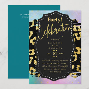 40. Geburtstag Party Einladungen Glitzer Glamour