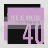 40. Geburtstag Party Einladungen (Lila) (Vorne/Hinten)
