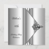 40. Geburtstag Party Elegant Mens Silver Gray Einladung (Vorderseite)