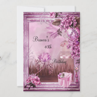 40. Geburtstag Party Elegant Rosa Geschenkboxen Einladung