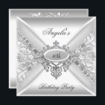 40. Geburtstag Party Elegant Silver White Jewel Einladung<br><div class="desc">40. Geburtstag Party Elegant Silberweiße Juwel,  Geburtstag,  Feier Party Einladung. Passen Sie Ihre persönlichen Daten an.</div>