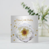 40. Geburtstag Party Elegante Weiß Gelbe Blume Einladung (Stehend Vorderseite)