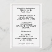 40. Geburtstag Party — Elegantes Script + Individu Folieneinladung (Rückseite)