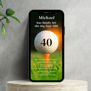 40. Geburtstag Party Erwachsene Golf 40 Foto QR Co Einladung