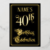 40. Geburtstag Party — Extravagantes Drehbuch & In Folieneinladung (Vorderseite)