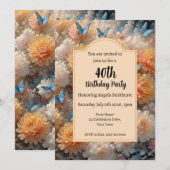 40. Geburtstag Party Floral Einladung (Vorne/Hinten)