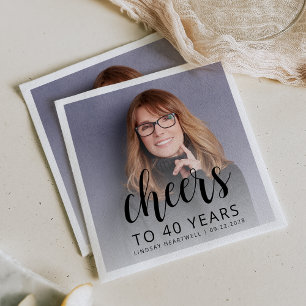 40. Geburtstag Party Foto Black Script Cheers Serviette