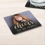 40. Geburtstag Party Foto Cheers Rechteckiger Pappuntersetzer (angewinkelt)