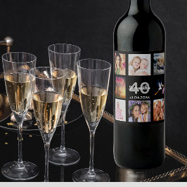 40. Geburtstag Party Foto Collage schwarz Weinetikett