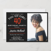 40. Geburtstag Party Foto Einladung (Vorderseite)
