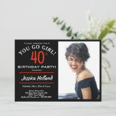 40. Geburtstag Party Foto Einladung (Stehend Vorderseite)