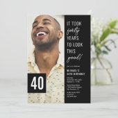 40. Geburtstag Party Foto Einladung (Stehend Vorderseite)