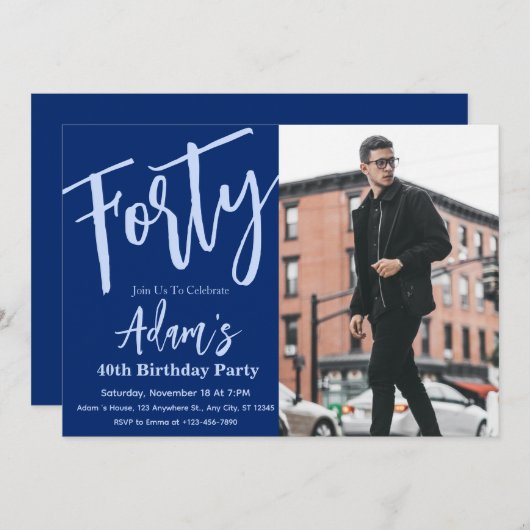 40. Geburtstag Party Foto Einladung (Vorne/Hinten)