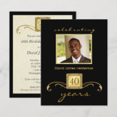40. Geburtstag Party Foto Einladungen - formell (Vorne/Hinten)