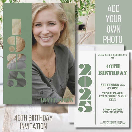 40. Geburtstag Party Foto geboren 1985 Einladung