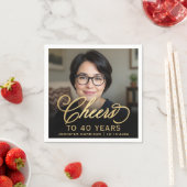 40. Geburtstag Party Foto Gold Script Cheers Serviette (Beispiel)
