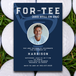 40. Geburtstag Party Foto Modernes Golf Blue Einladung