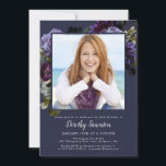 40. Geburtstag Party Foto Moody Lila Floral Einladung<br><div class="desc">Moody und mysteriös lila Rose und Pioniere Set für dieses elegante 40. Party. Der weiße Text wirklich Pop! Formell, aber mit einer modernen Drehung für die Frau, die immer ein Gefühl von Stil und Liebe Blume gehabt hat. Dieses Element ist Teil der Moody Lila Blume-Auflistung. Es enthält die Elemente, die...</div>