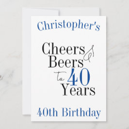40. Geburtstag Party für Cheers und Biersorten Einladung