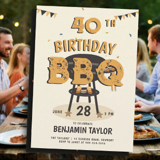 40. Geburtstag Party für Männer Garten GRILLEN Rus Einladung