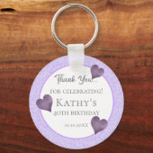 40. Geburtstag Party Geschenk Lila Herzen Schlüsse Schlüsselanhänger (Vorderseite)