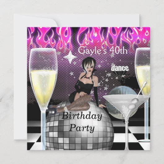 40. Geburtstag Party Girls Night Out Champagne Einladung (Vorderseite)