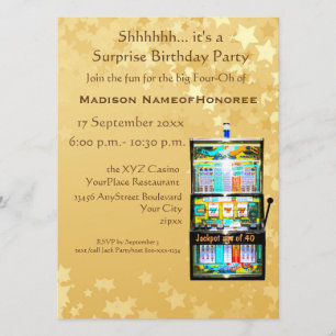 40. Geburtstag Party Gold Casino Spielautomat Einladung
